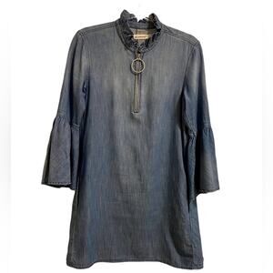 Blank NYC Dress Small Denim Chambray Western Coastal Cowgirl Bell Sleeve Dress